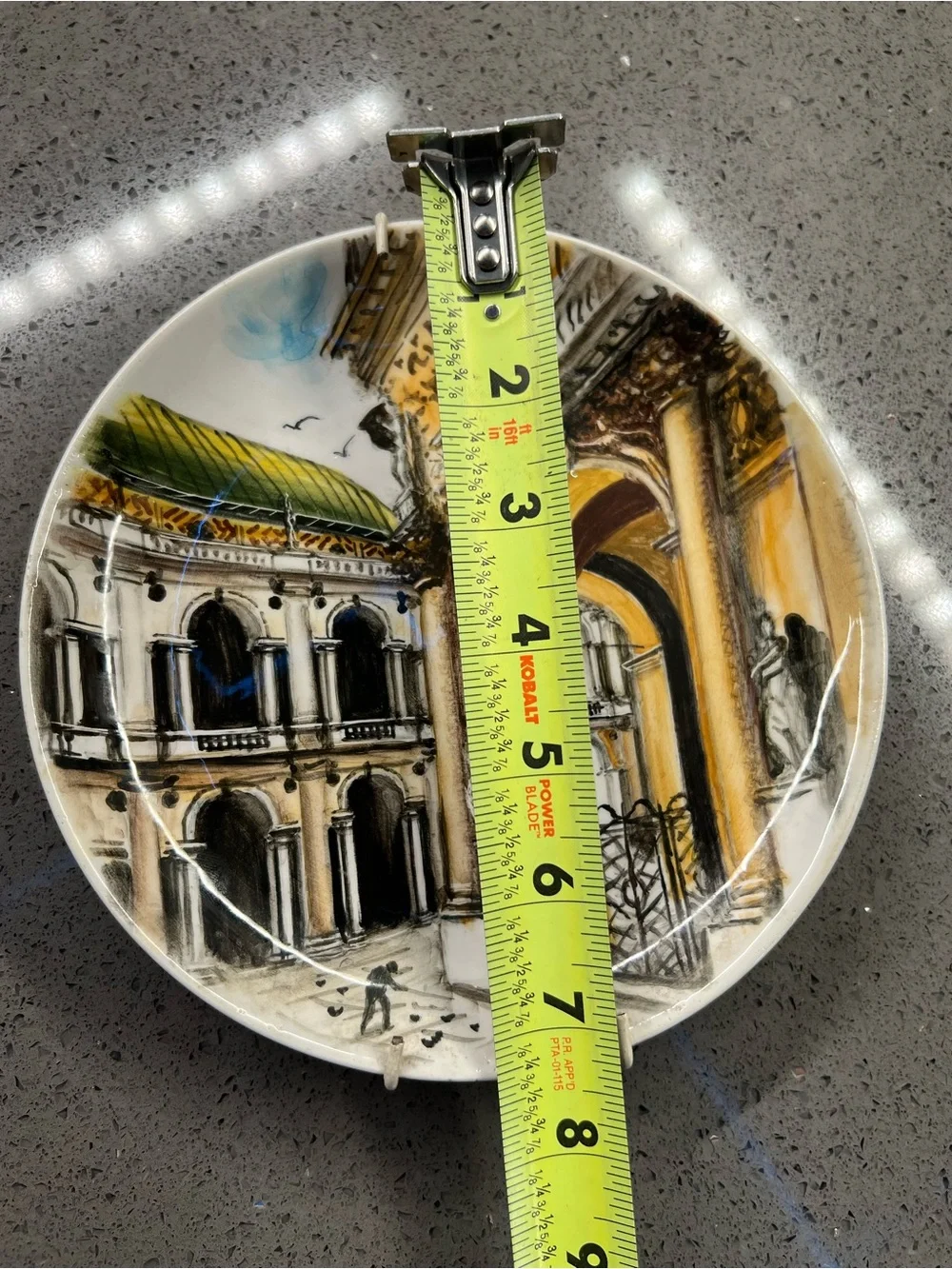 Vintage  painted ceramic plate with a beautiful Italian scene